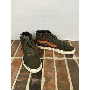 Vans Sk8-Hi Reissue CA High Tops Olive Green & Orange Woven Inca Sneakers Sz 13